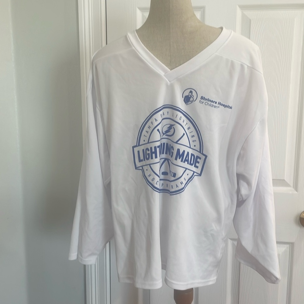 Tampa Bay Lightning Ice Hockey jersey white blue Build the thunder adult size S
